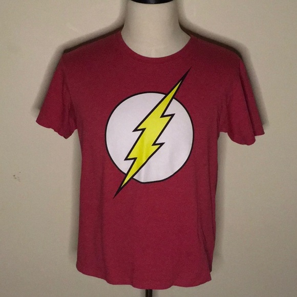DC Comics 'The Flash' Graphic Logo T-Shirt in Red Cotton (sz L) - Picture 1 of 5